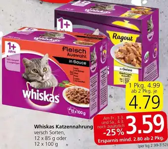 Spar Whiskas Katzennahrung 12 x 100 g Angebot