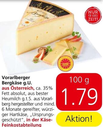 Spar Vorarlberger Bergkäse g.U. 100 g Angebot