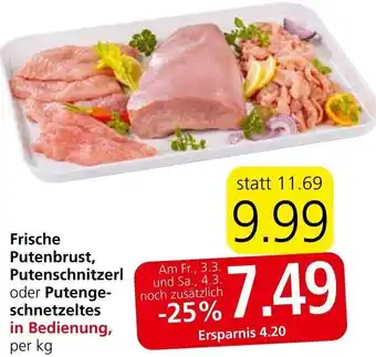 Spar Frische Putenbrust, Putenschnitzerl oder Putengeschnetzeltes per kg Angebot