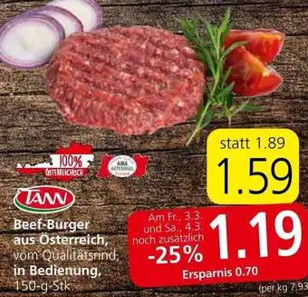 Spar Tann Beef-Burger aus Österreich 150 g-Stk. Angebot