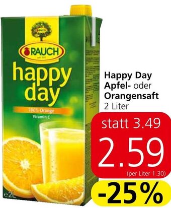 Spar Happy Day Apfel-oder Orangensaft 2 Liter Angebot
