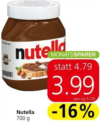 Spar Nutella 700g Angebot
