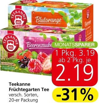 Spar Teekanne Früchtegarten Tee 20-er Packung Angebot
