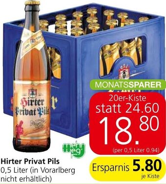Spar Hirter Privat Pils 0,5 Liter Angebot