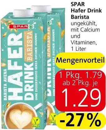 Spar Spar Hafer Drink Barista 1 Liter Angebot