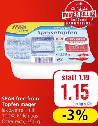 Spar SPAR Free From Topfen mager 250 g Angebot