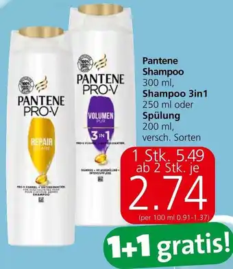 Spar Pantene Shampoo 300 ml, Shampoo 3in1 250ml oder Spülung 200 ml Angebot