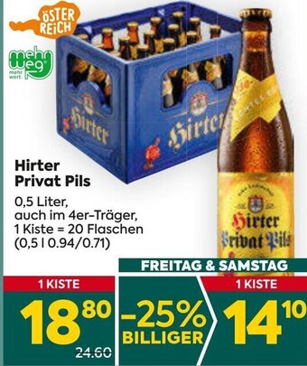 Billa Hirter Privat Pils 0,5 Liter Angebot