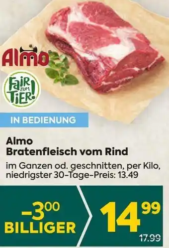 Billa Almo Bratenfleisch vom Rind per kilo Angebot