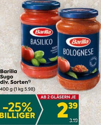 Billa Barilla Sugo div. Sorten 400 g Angebot