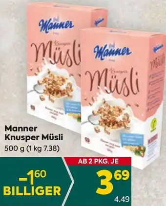 Billa Manner Knusper Müsli 500 g Angebot