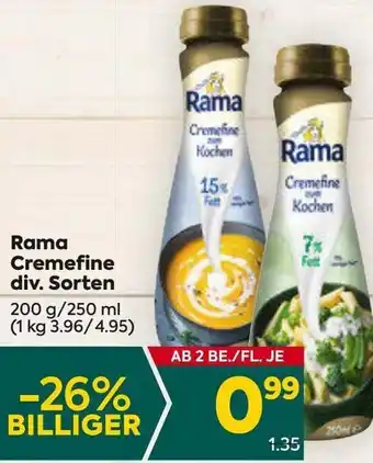 Billa Rama Cremefine div. Sorten 200g/250ml Angebot