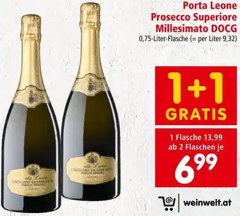 Interspar Porta Leone Prosecco Superiore Millesimato Docg 0,75 Liter-Flasche Angebot