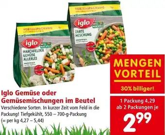 Interspar Iglo Gemüse oder Gemüsemischung im Beutel 550g-700g Angebot
