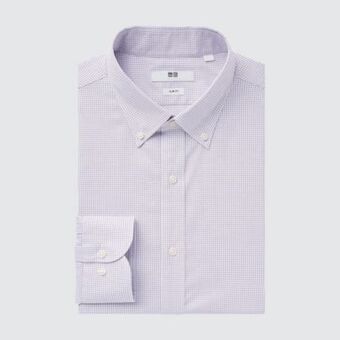 UNIQLO Easy care stretch slim fit checked shirt (button-down collar) Angebot