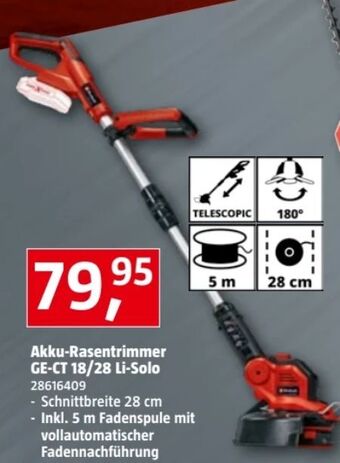 Bauhaus Akku-rasentrimmer ge-ct 18/28 li-solo Angebot