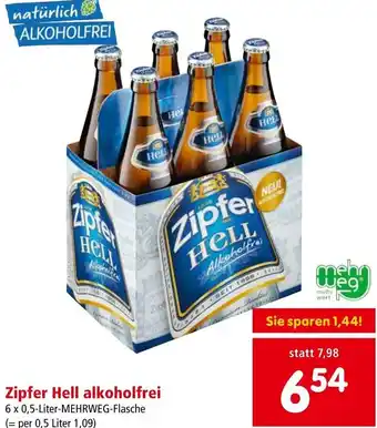 Interspar Zipfer Hell alkoholfrei 6 x 0,5 Liter Angebot