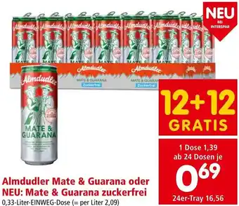 Interspar Almdudler Mate & Guarana oder NEU: Mate & Guarana zuckerfei 0,33 Liter Angebot