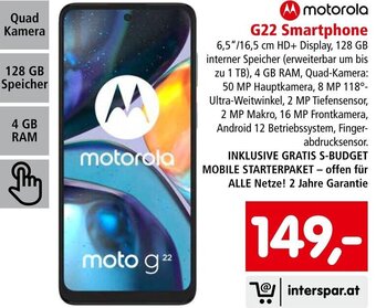 Interspar motorola G22 Smartphone Angebot