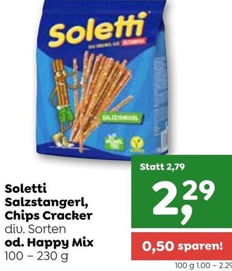 ADEG Soletti Salzstangerl Chips Cracker div. Sorten od. Happy Mix 100-230 g Angebot