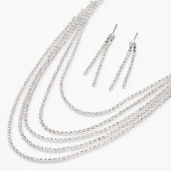 Claire's Silver rhinestone flapper fringe jewellery set - 2 pack Angebot