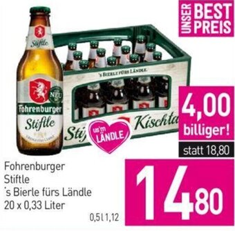 Sutterlüty Fohrenburger Stiftle 's Bierle Fürs Ländle 20 x 0,33 Liter Angebot