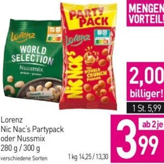 Sutterlüty Lorenz Nic Nac's Partypack oder Nussmix 280 g/ 300 g Angebot