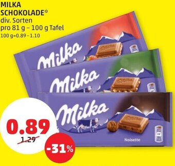 PENNY Milka Schokolade 81 g- 100 g Angebot