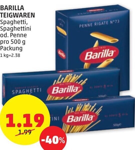 Barilla Teigwaren 500 g Angebot bei PENNY