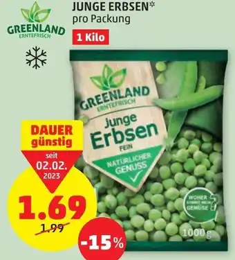PENNY Junge Erbsen pro Packung Angebot