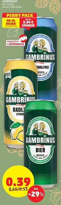 PENNY Gambrinus div. Sorten 0,5 Liter Angebot