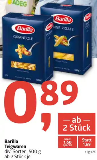 ADEG Barilla Teigwaren 500g ab 2 Stück je Angebot