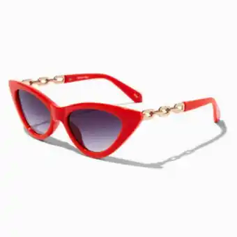 Claire's Chunky red cat eye & gold chain link sunglasses Angebot