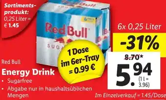 Lidl Red Bull Energy Drink 6x 0,25 Liter Angebot
