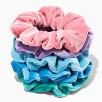 Claire's Blue mixed velvet hair scrunchies (5 pack) Angebot
