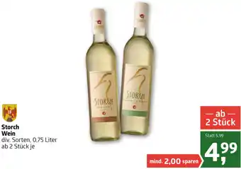 ADEG Storch Wein 0.75 Liter ab 2 Stück je Angebot