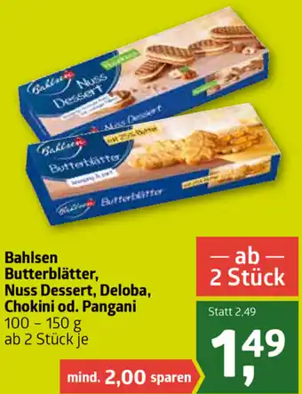 ADEG Bahlsen Butterblåtter, Nuss Dessert, Deloba, Chokini 100-150 g ab 2 Stück Angebot