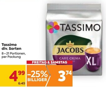 Billa Tassimo div. Sorten 8-21 Portionen per Packung Angebot