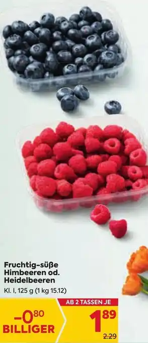 Billa Fruchtig-süße Himbeeren od. Heidelbeeren 125 g Angebot