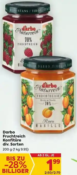 Billa Darbo Fruchtreich Konfitüre div. Sorten 200 g Angebot