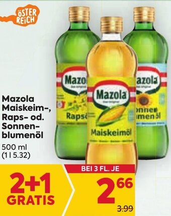 Billa Mazola Maiskeim-, Raps- od. Sonnenblumenöl 500 ml Angebot