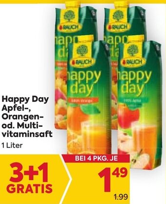 Billa Happy Day Apfel-, Orangen- od. Multi-vitaminsaft 1 Liter Angebot