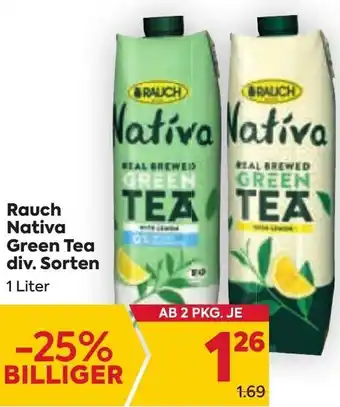 Billa Rauch Nativa Green Tea div. Sorten 1 Liter Angebot
