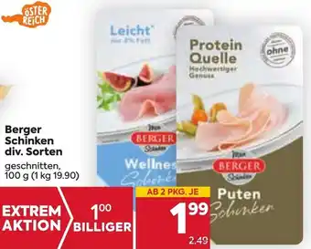 Billa Berger Schinken div. Sorten 100 g Angebot