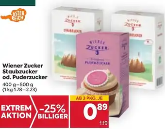 Billa Wiener Zucker Staubzucker od. Puderzucker 400g- 500 g Angebot