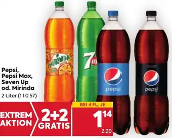 Billa Pepsi, Pepsi Max od. Mirinda 2 Liter Angebot