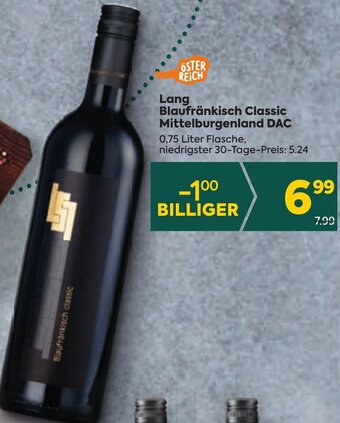 Billa Lang Blaufränkisch Classic Mittelburgenland DAC 0,75 Liter Angebot