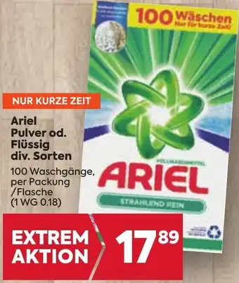 Billa Ariel Pulver od. Flüssig div. Sorten 100 Waschgänge per kg Angebot