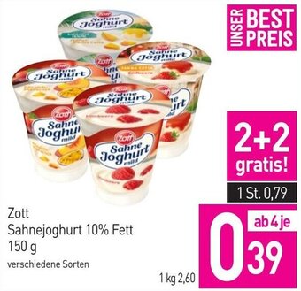 Sutterlüty Zott Sahnejoghurt 10% Fett 150g Angebot