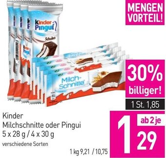 Sutterlüty Kinder Milchschnitte oder Pingui 5 x 28 g / 4 x 30 g Angebot